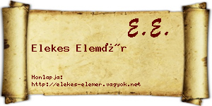 Elekes Elemér névjegykártya